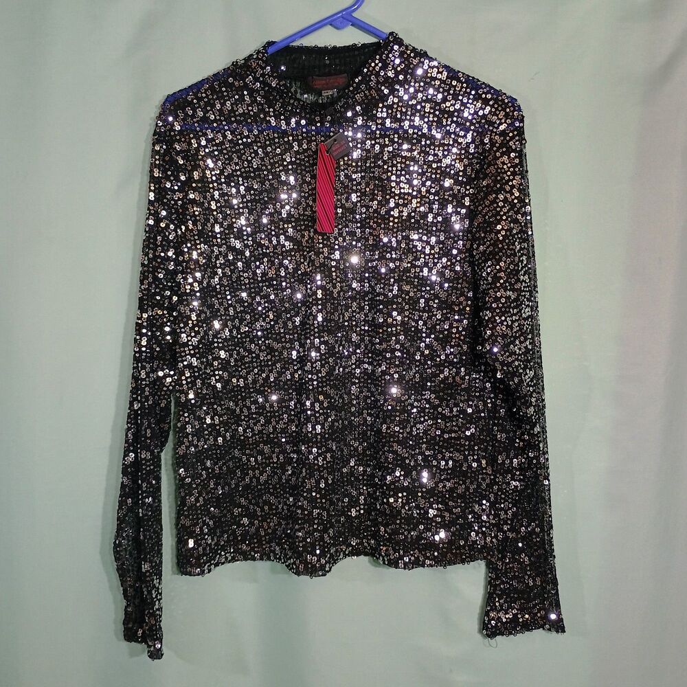 Women’s Black Sequin Jacket – Long Sleeve Sparkle Party Evening Blazer Top